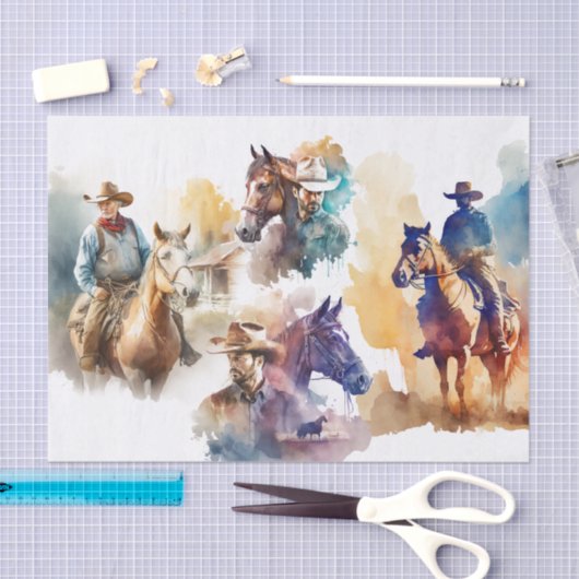 Waterverf Splash Cowboy  paarden Tissuepapier (Craft)