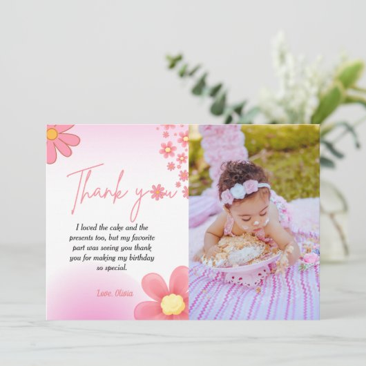 Waterverf splash daisy-verjaardag dank je creditca kaart (Staand voorkant)