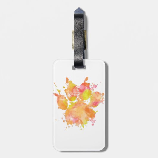 Waterverf Splash Dog Paw Print Bagagelabel (Achterkant verticaal)