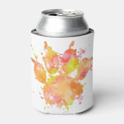 Waterverf Splash Dog Paw Print Blikjeskoeler (Blikje Voorkant)