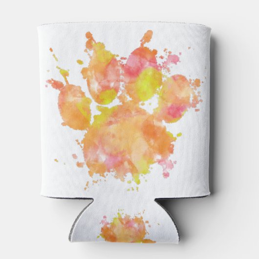 Waterverf Splash Dog Paw Print Blikjeskoeler (Achterkant)