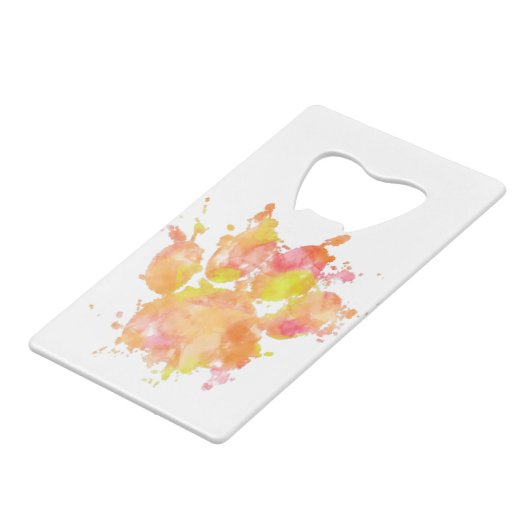 Waterverf Splash Dog Paw Print Creditkaart Flessenopener (Achterkant Gekanteld)