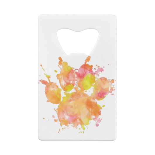 Waterverf Splash Dog Paw Print Creditkaart Flessenopener (Achterkant)