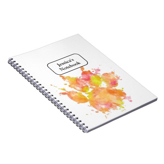 Waterverf Splash Dog Paw Print Notitieboek (Rechterzijde)