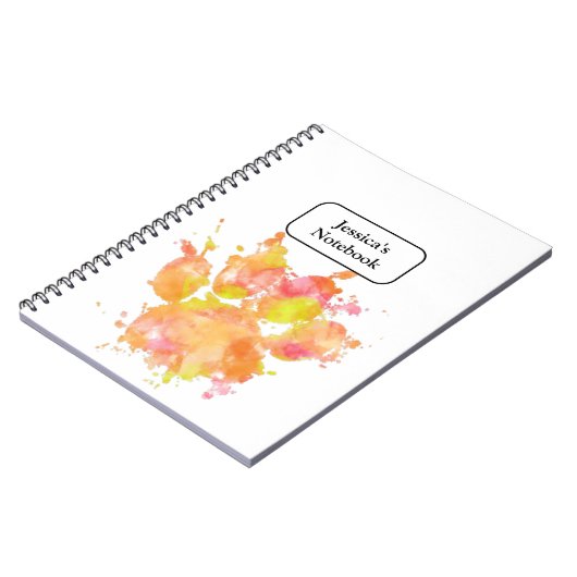 Waterverf Splash Dog Paw Print Notitieboek (Linkerzijde)