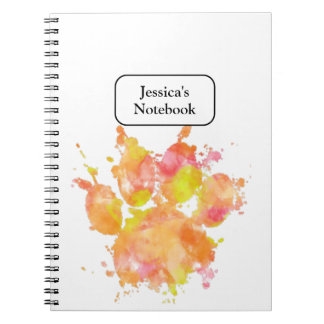 Waterverf Splash Dog Paw Print Notitieboek