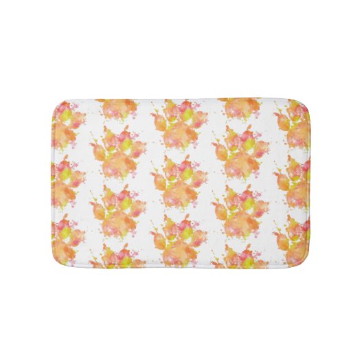 Waterverf Splash Dog Paw Print Patroon Badmat (Voorkant)