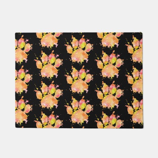 Waterverf Splash Dog Paw Print Patroon Deurmat (Voorkant)