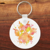 Waterverf Splash Dog Paw Print Sleutelhanger (Voorkant)