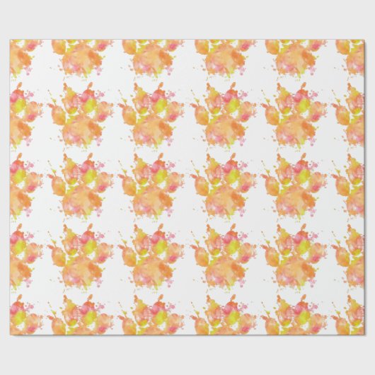 Waterverf Splash Dog Paw Print Wrapping Paper Cadeaupapier (Zoom)