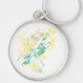 Waterverf Splash Dragonfly Premium Round Sleutelha Sleutelhanger (Voorkant)
