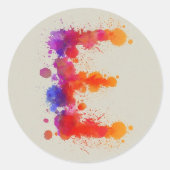 Waterverf Splash E Ronde Sticker (Voorkant)