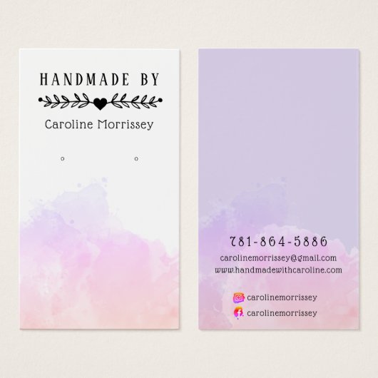 Waterverf Splash Earring Display Kaart (Voorkant /achterkant)