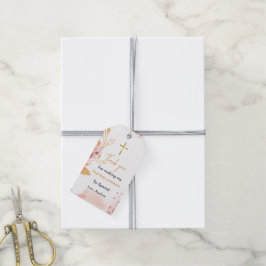 Waterverf splash Eerste heilige communie dank u Cadeaulabel