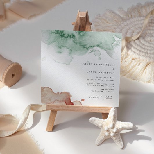 Waterverf Splash Elegante tweekleurige bruiloft Kaart