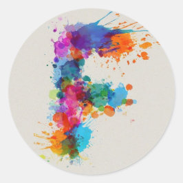 Waterverf Splash F Ronde Sticker