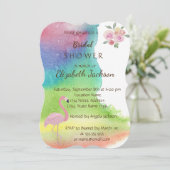 Waterverf Splash Flower Flamingo Vrijgezellenfeest Kaart (Staand voorkant)