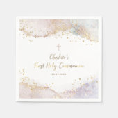 waterverf splash glitter Eerste Communie Servet (Voorkant)
