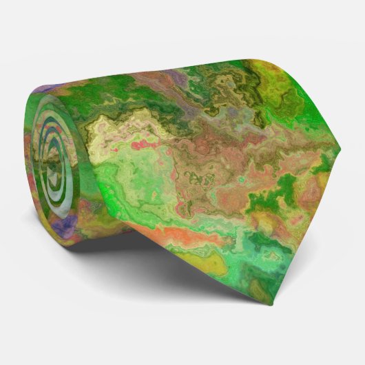 Waterverf Splash Green Turquoise Yellow Stropdas (Opgerold)