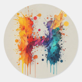 Waterverf Splash H Ronde Sticker