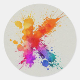 Waterverf Splash K Ronde Sticker