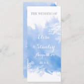 Waterverf splash koraal rif blauw bruiloft program programmakaart (Voorkant / Achterkant)