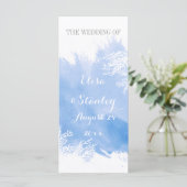 Waterverf splash koraal rif blauw bruiloft program programmakaart (Staand voorkant)