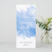 Waterverf splash koraalrif blauw bruiloft menu (Staand voorkant)