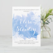 Waterverf splash koraalrif blauw verlovingsfeest kaart (Staand voorkant)