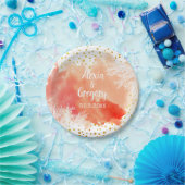 Waterverf splash koraalrif gold confetti papieren bordje (Feest)