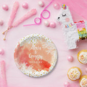 Waterverf splash koraalrif gold confetti papieren bordje (Feest)