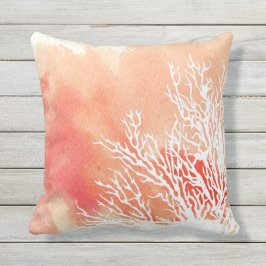 Waterverf splash koraalrif moderne strand zomer buitenkussen