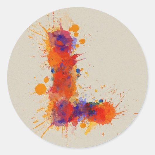 Waterverf Splash L Ronde Sticker (Voorkant)