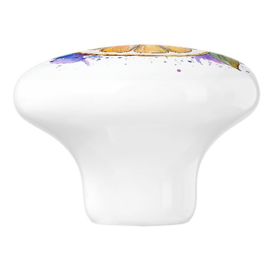 Waterverf Splash Lemons Keramische Knop (Zijkant)