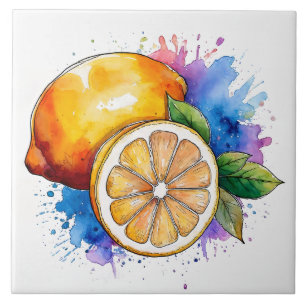 Waterverf Splash Lemons Tegeltje