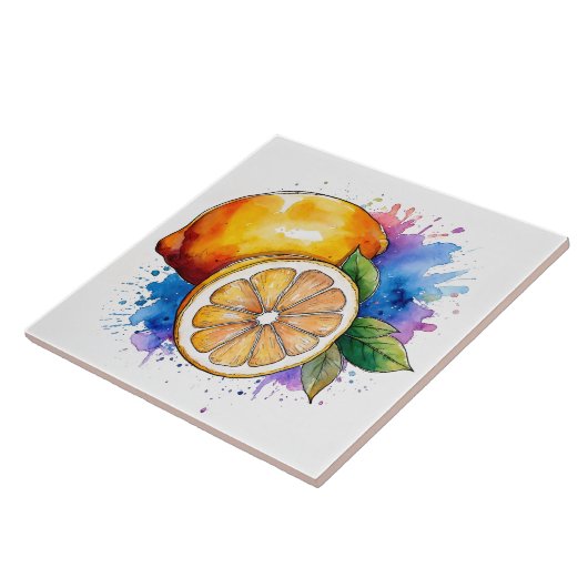 Waterverf Splash Lemons Tegeltje (Zijkant)
