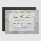 Waterverf Splash op Graniet Stone Save the Date Magnetische Uitnodiging (Voorkant / Achterkant)