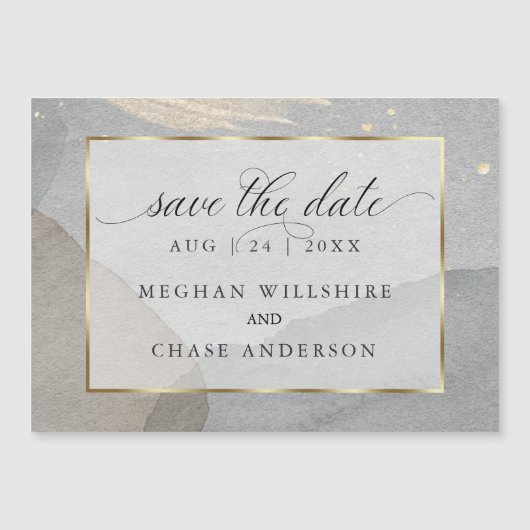 Waterverf Splash op Graniet Stone Save the Date Magnetische Uitnodiging (Voorkant)