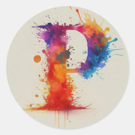 Waterverf Splash P Ronde Sticker
