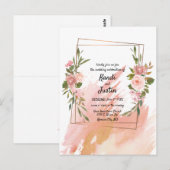 Waterverf Splash Pink Floral Geometric Wedding Briefkaart (Voorkant / Achterkant)