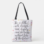 Waterverf Splash Proverbs 31:25 Canvas tas (Achterkant)