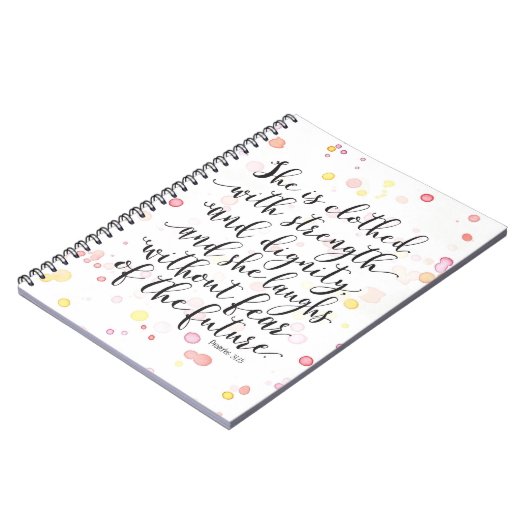 Waterverf Splash Proverbs 31:25 spiral notebook Notitieboek (Linkerzijde)