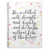 Waterverf Splash Proverbs 31:25 spiral notebook Notitieboek (Voorkant)