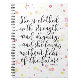 Waterverf Splash Proverbs 31:25 spiral notebook Notitieboek