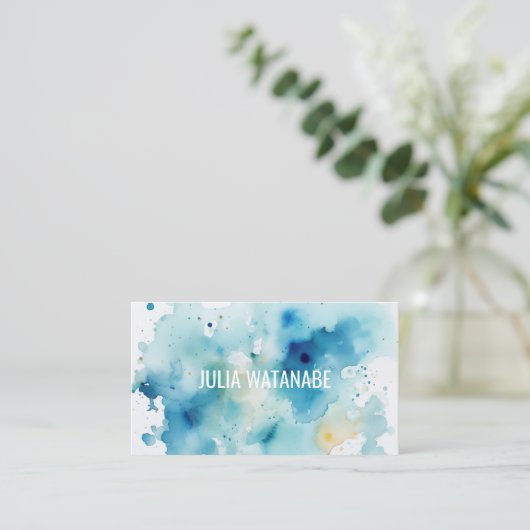 Waterverf Splash QR Code Social Media Modern Visitekaartje (Staand voorkant)