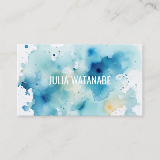 Waterverf Splash QR Code Social Media Modern Visitekaartje (Voorkant)