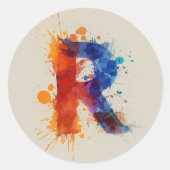 Waterverf Splash R Ronde Sticker (Voorkant)