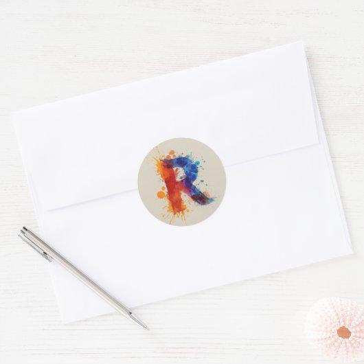 Waterverf Splash R Ronde Sticker (Envelop)
