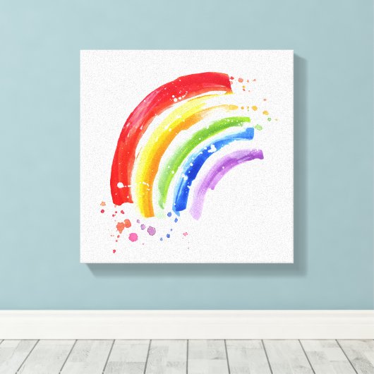 Waterverf Splash Rainbow Canvas Afdruk (Insitu (Houten vloer))