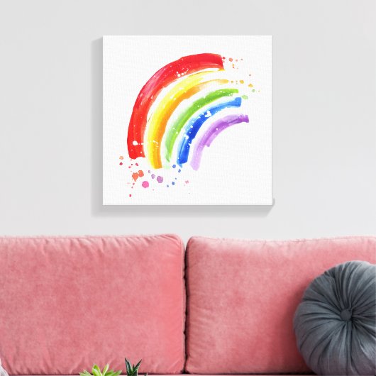 Waterverf Splash Rainbow Canvas Afdruk (Insitu (Woonkamer))